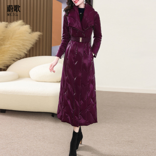 显瘦白鸭绒保暖外套 气质立领修身 紫色长款 羽绒服女减龄2025冬新款