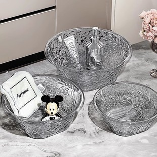 轻奢高颜值水波纹加厚透明洗脸盆家用塑料脸盆宿舍洗衣洗菜盆子