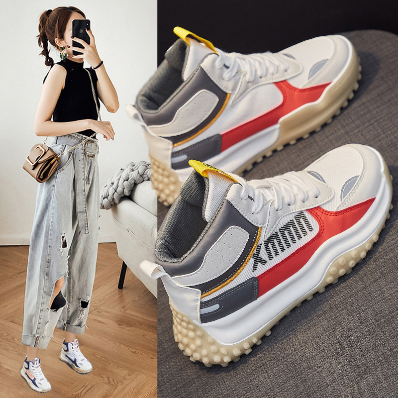 早秋空军一号aj女鞋夏2021新款春秋款时尚高帮ins潮运动小白板鞋