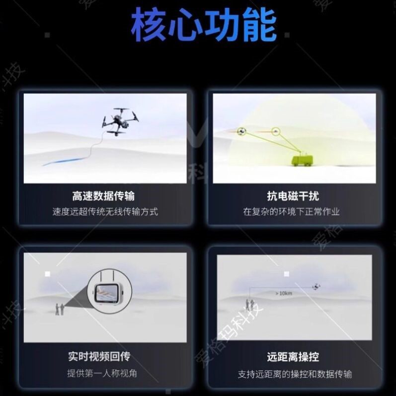 光纤无人机AI制导整机FPV穿越机抗电磁抗干扰防屏蔽远距离图传