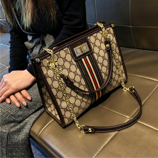 香港品牌包包女2025新款 质感简约链条手提斜挎 真皮单肩托特包时尚