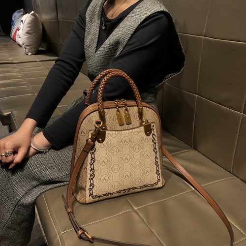 香港品牌复古时尚印花休闲手提包