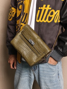 Kelly Messenger小号邮差包，橄榄绿哑光美洲鳄，银扣实拍现货。