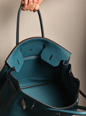 铂金40，鸭子蓝Togo皮，银扣实拍