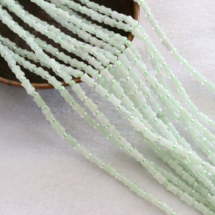 天然玉石缅甸玉直孔小竹节散珠串珠 diy隔珠耳饰手串项链饰品配件