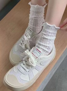 白色花边袜子女春秋中筒袜日系可爱jk制服袜配玛丽珍鞋长袜夏季薄