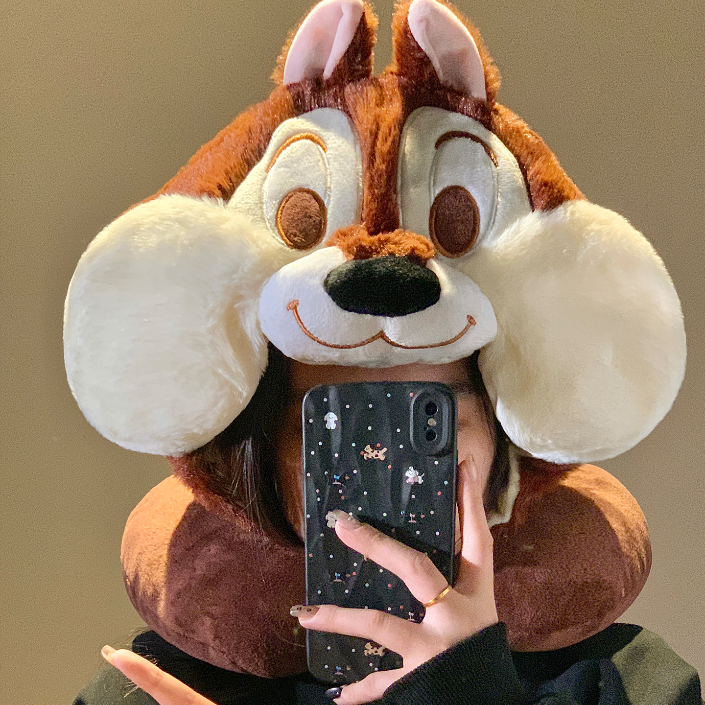 可爱松鼠连帽u型枕旅行便携