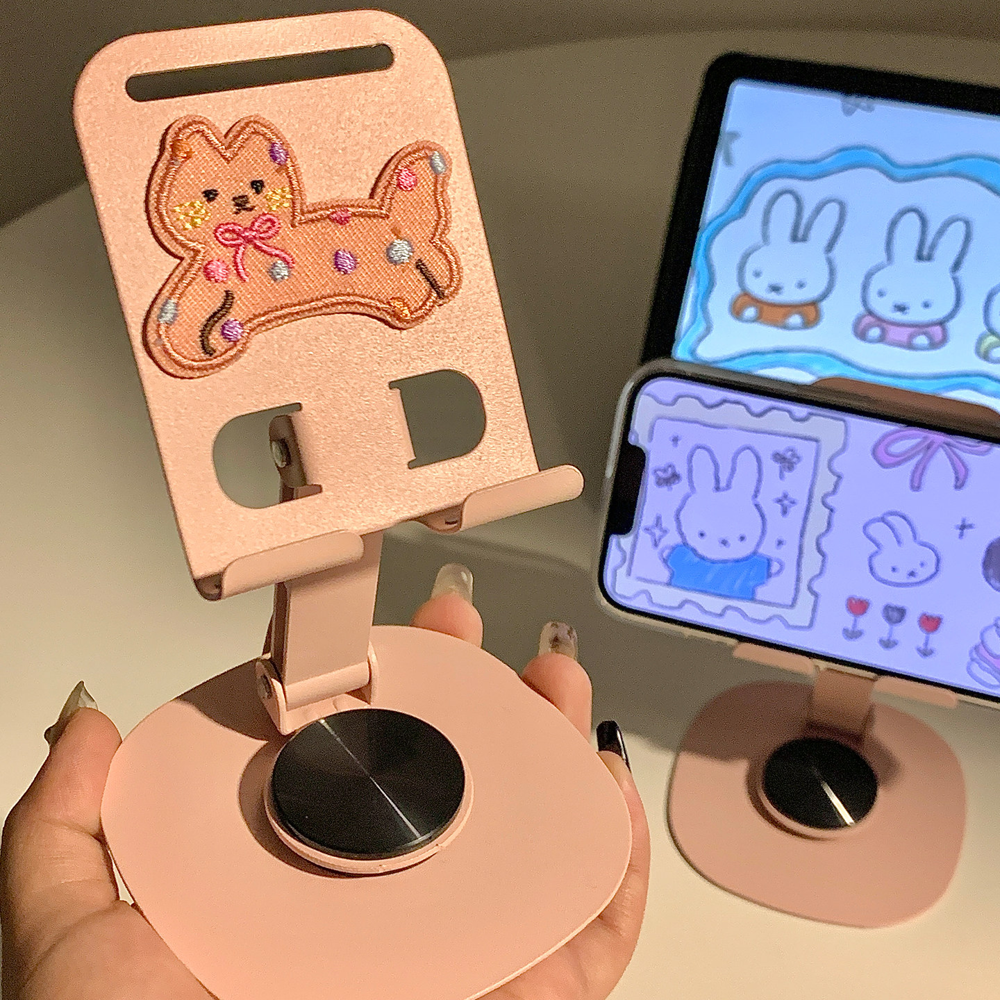 可爱小狗金属手机支架平板电脑支架桌面追剧神器可旋转折叠直播架