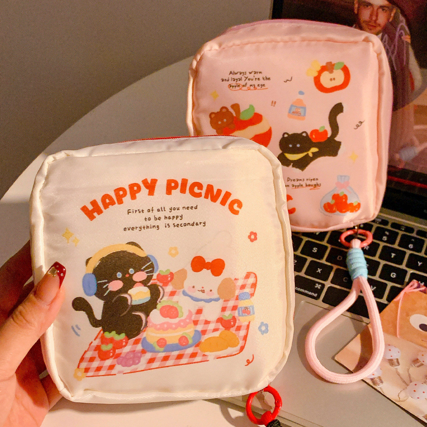 可爱猫咪卫生巾收纳包女生随身便携大容量姨妈巾月事包迷你零钱包,收纳整理,卫生巾收纳包,淘宝优惠券,粉丝福利购,淘宝优惠卷