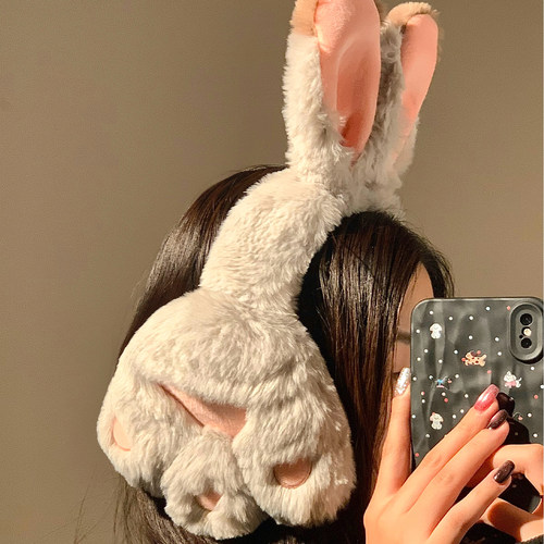 可爱兔子毛绒耳罩女秋冬季