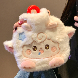 可爱毛绒小羊注水热水袋冬季迷你小号暖手宝女生热敷暖被窝暖宝宝