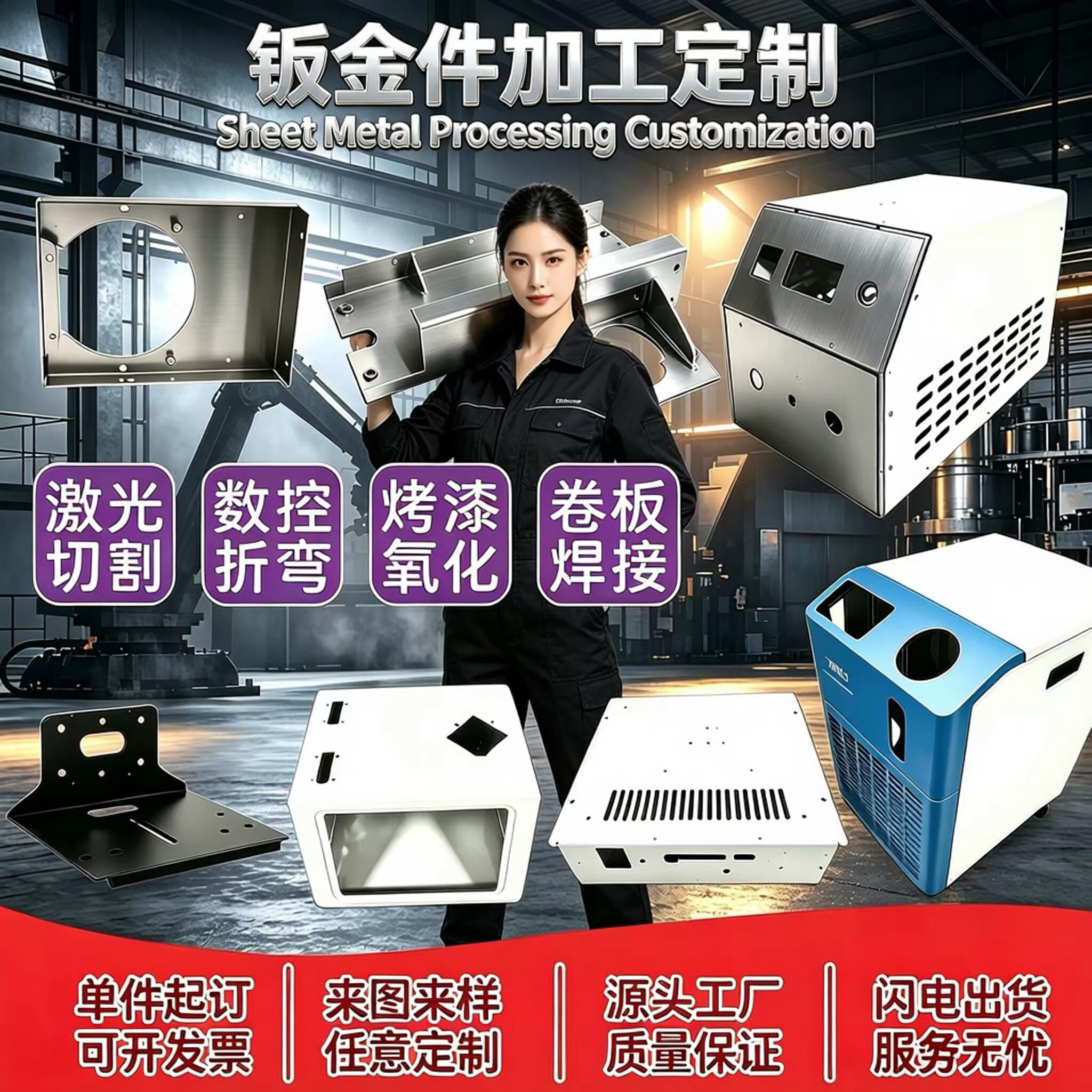 不锈钢 铝合金 镀锌板 激光切割折弯焊接烤漆机箱外壳机架钣金件