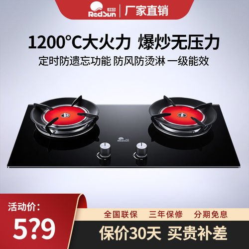 红日红外线燃气灶煤气灶液化气天然气灶猛火定时节能双灶 EM208B