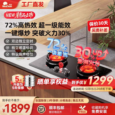 【送蒸锅】红日红外线燃气灶72%高热效率猛火定时双灶包安装EM29F