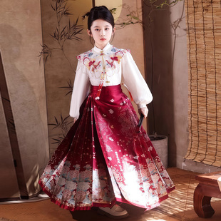明制汉服马面裙女童套装冬季拜年服儿童新中式国风小女孩唐装秋冬