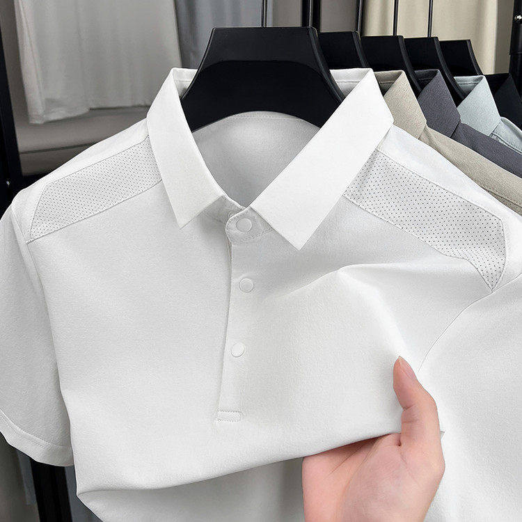 运动休闲拼接短袖t恤男2025新款衬衫领polo衫男纯色百搭夏装衣服