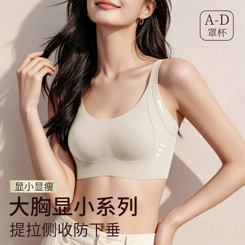 大胸显小内衣女提拉防下垂透气