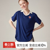 gymna复古运动T恤短袖 翻领速干训练服学院风上衣 女宽松休闲polo衫