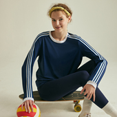 gymna速干长袖 训练服女 T恤拼接运动休闲上衣速干透气宽松圆领美式