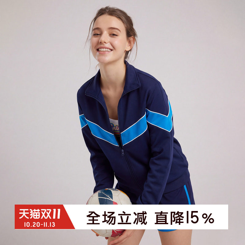 gymna复古运动外套美式撞色学院风开衫速干宽松休闲百搭夹克上衣