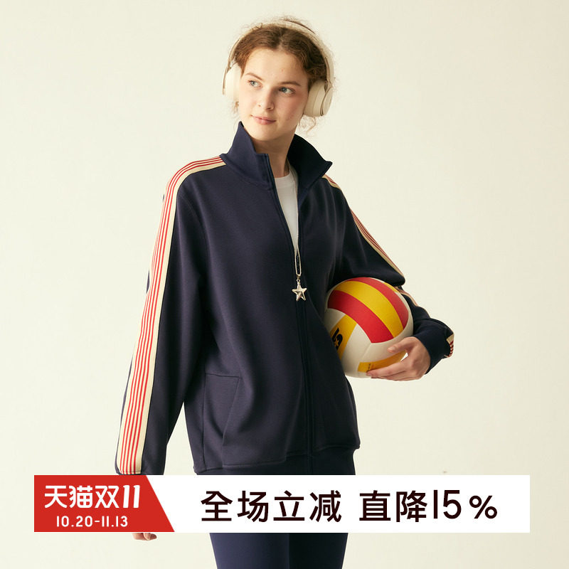 gymna美式运动风立领拉链夹克女