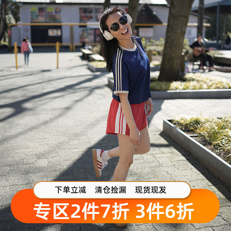 gymna复古学院假两件运动短裤速干弹力宽松美式休闲裤子女夏新款