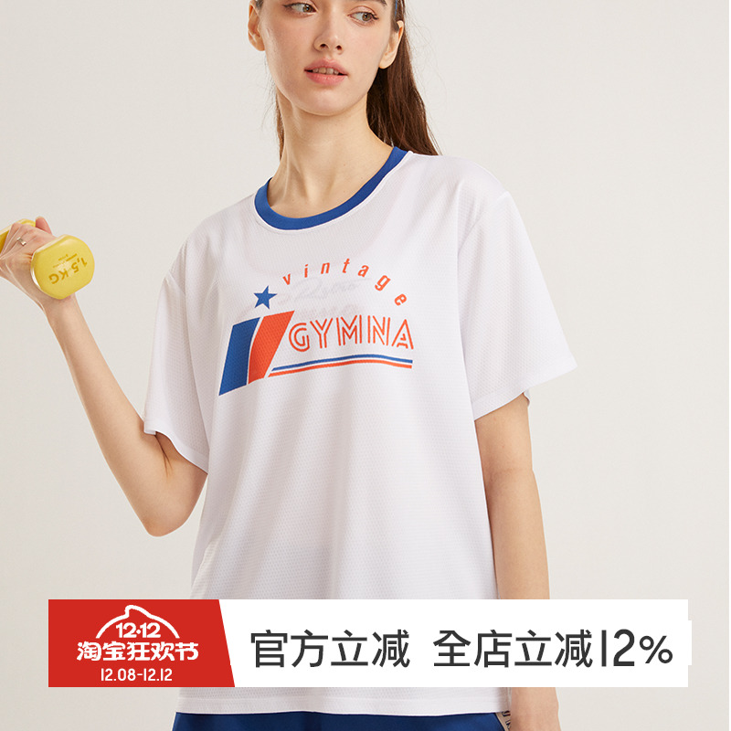 复古运动短袖t女速干宽松