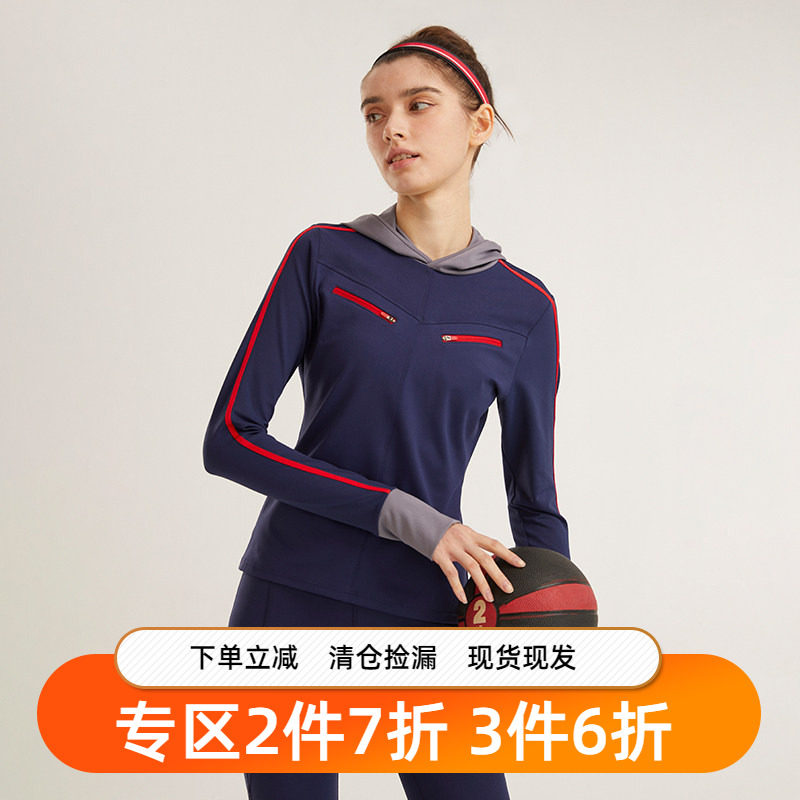 gymna复古学院风运动外套女连帽紧身健身上衣跑步长袖瑜伽服春季