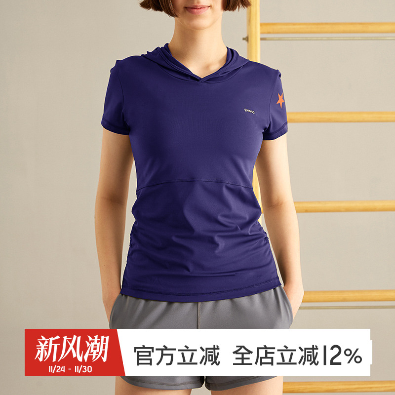 gymna复古学院风春夏休闲健身帽衫跑步运动修身显瘦透气瑜伽服女