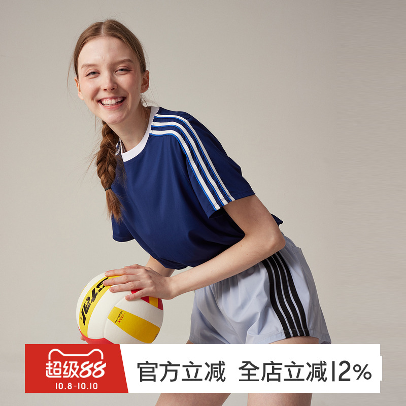 gymna复古运动T恤女速干宽松