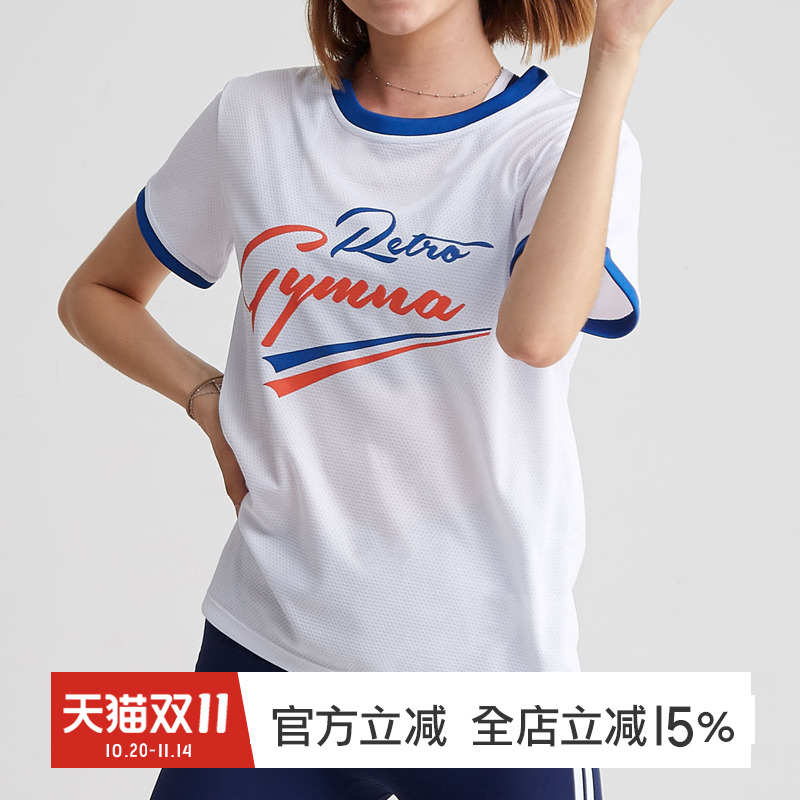 gymna复古运动短袖t女速干宽松