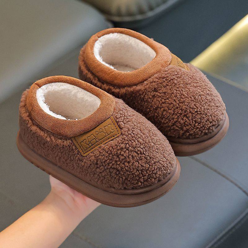 儿童棉鞋男女童毛毛加绒防滑学生拖鞋厚底居家冬季保暖亲子棉拖鞋