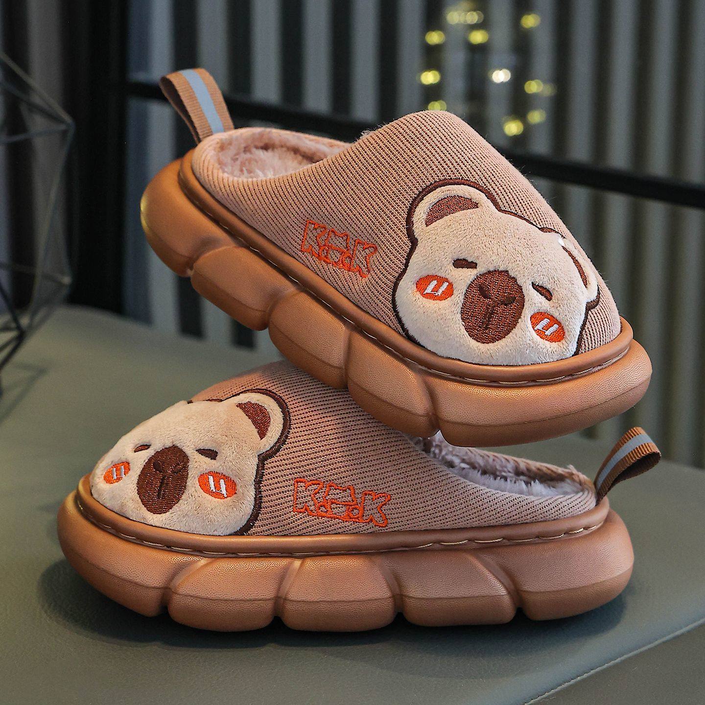 秋冬季棉拖鞋卡皮巴拉卡通可爱男女童加厚保暖防滑家居新款毛毛鞋,童鞋/婴儿鞋/亲子鞋,棉鞋,淘宝优惠券,粉丝福利购,淘宝优惠卷