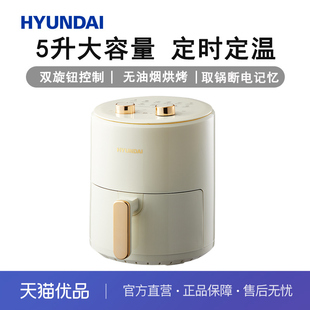 HYUNDAI双旋钮空气炸锅5升大容量控时控温无油烟烘烤