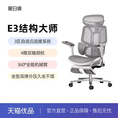 黑白调网布三区自适应人体工学椅