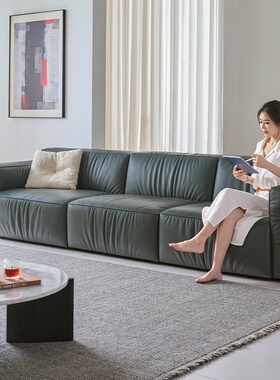 梦百合真皮沙发意式极简头层牛皮沙发大平层客厅0压沙发直排S820