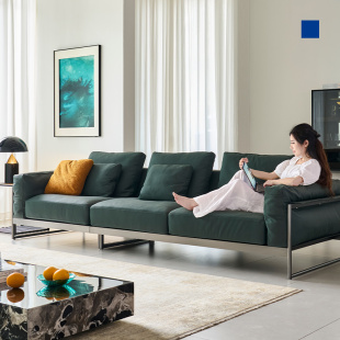 梦百合现代轻奢真皮沙发客厅直排大小户型0压沙发头层牛皮S811