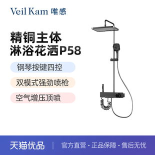 淋浴花洒套装 唯感 P58精铜主体钢琴按键四功能冷热款 Kam Veil