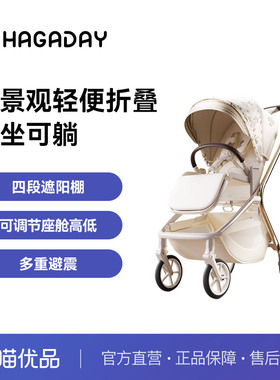 Hagaday哈卡达新生儿推车双向高景观婴儿车可坐躺HS288大象灰plus