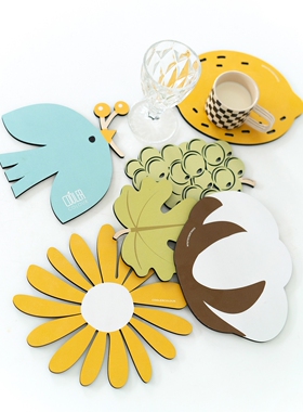 CoolerColour原创创意木头餐桌隔热垫防烫锅垫餐垫装饰杯垫圆摆件