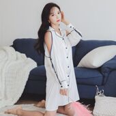 2020新品 露肩丝质家居服 高密冰丝性感睡衣夏款 睡衣女秋季 长款