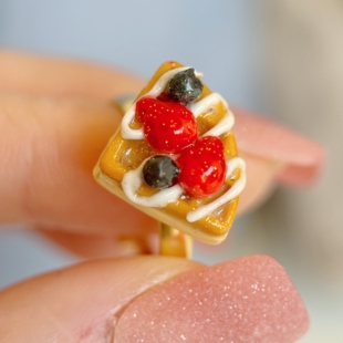 PuddingParty布丁派对原创开口可调节水果奶油松饼戒指可爱礼物