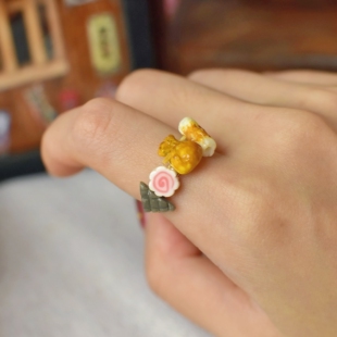 Pudding Party布丁派对原创开口可调节迷你关东煮戒指可爱礼物