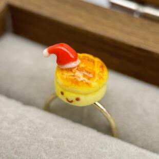 PuddingParty布丁派对原创开口可调节圣诞菠萝包戒指可爱少女礼物