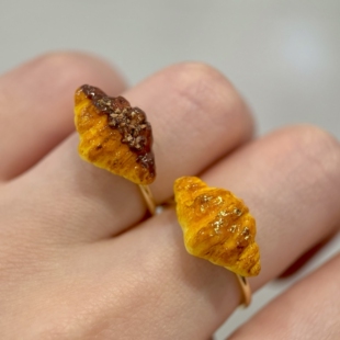 PuddingParty布丁派对原创开口戒面包控可颂面包戒指可爱少女礼物