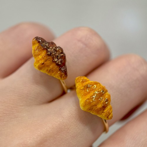 PuddingParty布丁派对原创开口戒面包控可颂面包戒指可爱少女礼物