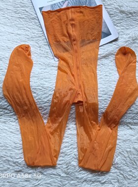 极光丝袜薄款复古橘色网红同款ins潮无弹力宽腰边显瘦连裤袜带脚