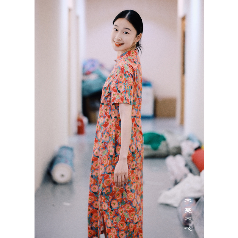 文艺复古改良收腰旗袍棉