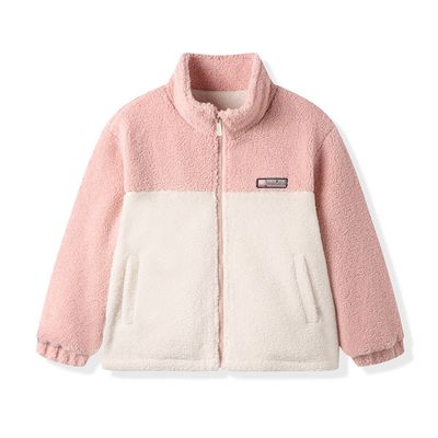 巴布豆男女童毛毛衣外套2025冬季新款半高领加厚保暖羊羔绒上衣服