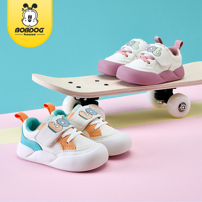 巴布豆男童女童鞋子魔术贴儿童软底板鞋